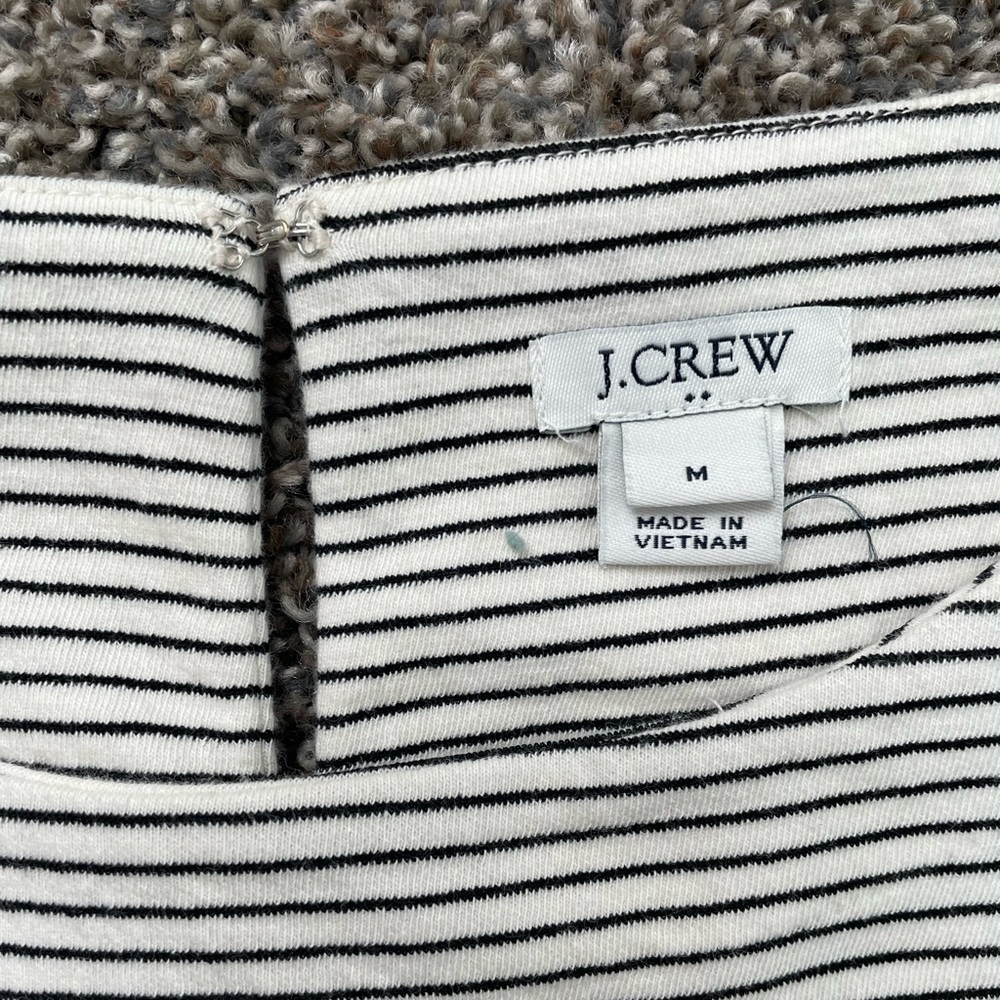 J. Crew Gray Sheath Dress with Bell Sleeves Medium size black and white cotton - Picture 8 of 15